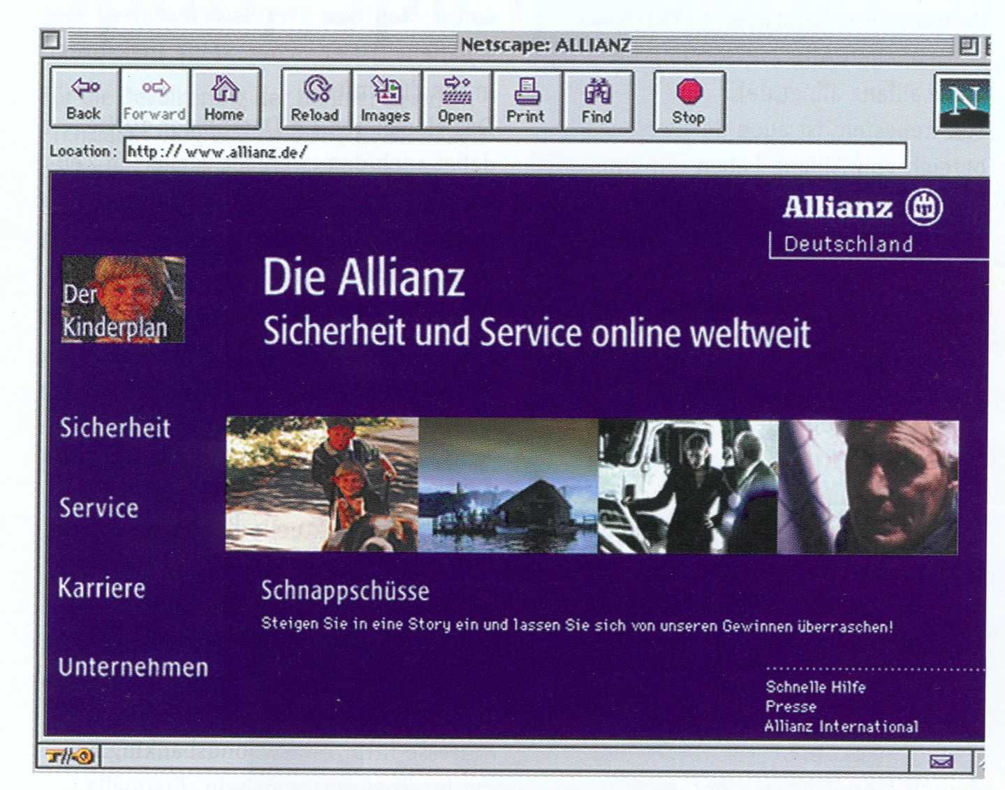 Picture of The first internet presence of Allianz